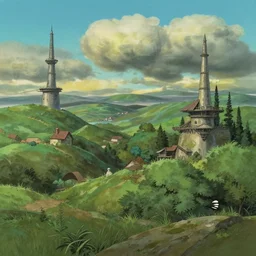 scifi landscape, studio ghibli