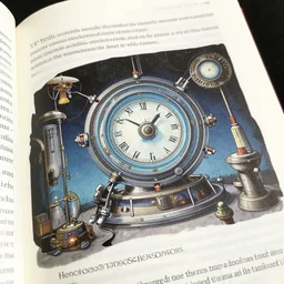 photograph of the book that explains in full detail how to build a time machine and how time travel works. closeup. full cover.
