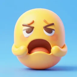 3D shaded emoticon of suffering and anguish, emoji of pain and distress