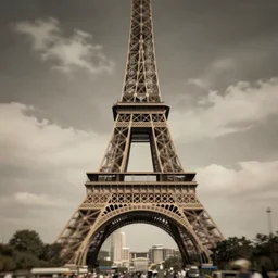 vampires in the eiffel tower, lens blur, vintage photograph