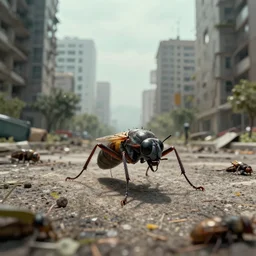 bipedal insects roam an infested city