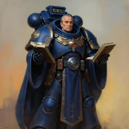 painting of danny devito as a cloaked tech priest holding a book, adeptus mechanicus, cybernetic enhancements attached to his body, zdzislaw beksinski, lewis jones, dariusz zawadzki, wayne barlow, warhammer 4 0 k, cold hue's, warm tone gradient background, concept art, digital painting