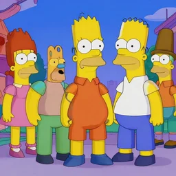 An epic cinematic film still of the Simpsons Movie.