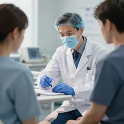 a photo of a doctor diagnosing a patient temporal leakage temporal leakage temporal leakage, highly detailed, octane render by tomino sama