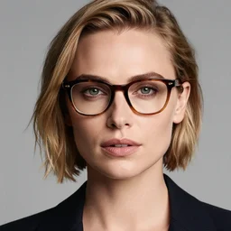 Photo of Diane Kruger wearing Warby Parker glasses, soft studio lighting, photo taken by Martin Schoeller for Abercrombie and Fitch, award-winning photo, 24mm f/1.4