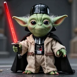 Yoda dressed as Darth Vader