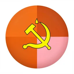 The flag is made up of two connected circles in orange, dark orange and light pink. Their emblem consists of a sickle with a spear on either side, but the emblem is shown only on special occasions. The emblem stands for their diligence, their audacity and their pain.