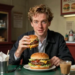 norman rockwell portrait of a hamburger interviewing for a job