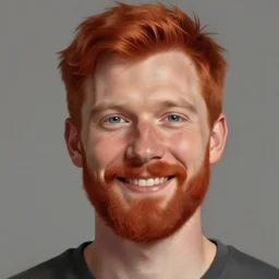 portrait of a super friendly man by greg rutkowski, he is about 3 0 years old, english, short red hair, blue eyes, red beard, highly detailed portrait, digital painting, artstation, concept art, smooth, sharp foccus ilustration, artstation hq
