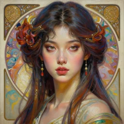 a beautiful girl in intricate detailed color oilpaint, 3 d render, hyper realistic detailed portrait, elegant, intense colors, ruan jia, wlop. scifi, fantasy, hyper detailed, octane render, concept art, by peter mohrbacher, by alphonse mucha, by wlop, by ruan jia