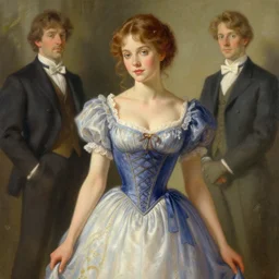 a beautiful picture of a girl in beautiful dress ， by greg rutkowski and thomas kinkade, trending on artstation