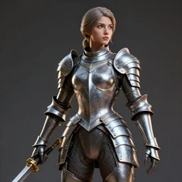 a highly detailed sculpt of athletic girl in armor, cinematic light, featured on artstation, octane render, path tracing, sharp focus, 4 k