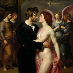 attractive handsome fully clothed christopher tietjens confesses his love for attractive fully clothed valentine wannop. parades end. centered composition. highly detailed painting by gaston bussiere and j. c. leyendecker and william adolphe bouguereau and fra angelico and octane render, musee d'orsay 8 k