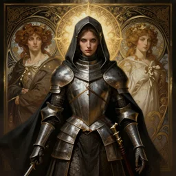 symmetry!! darkest dungeon portrait of a female crusader, religious, intricate, highly detailed, dynamic lighting, digital art, digital painting, artstation, wlop, sharp focus, illustration, art by artgerm and greg rutkowski and alphonse mucha, 8 k