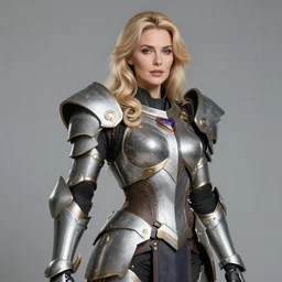 studio portrait of lawful good colorful female holy mecha paladin absurdly beautiful, elegant, mature blonde gravure idol, ultrafine hyperrealistic detailed face illustration by kim jung gi, intricate linework, sharp focus, bright colors, matte, octopath traveler, unreal engine 5 highly rendered, global illumination, radiant light, intricate environment