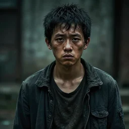 haggard looking chinese boy concept art, cinematic