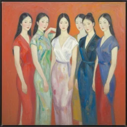 a beautiful painting china women, by zhangda qian by kusama yayoi painting lumion render