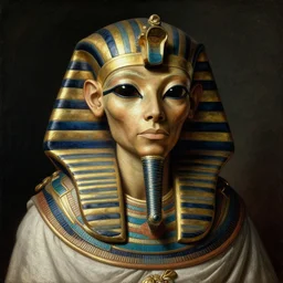 surreal portrait of ribbed alien pharaoh by hieronymus bosch, soft grainy bloom lucid dream - like atmosphere, harsh flash photo at night, baroque painting, perfect composition, detailed octane render trending on artstation, 8 k artistic photography, volumetric cinematic perfect light, chiaroscuro, masterpiece, raphael, caravaggio, beksinski, rutkowski, beeple