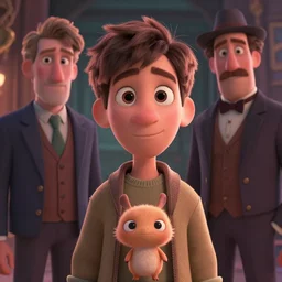 Lofi portrait with a small creature, Pixar style by Joe Fenton and Stanley Artgerm and Tom Bagshaw and Tim Burton