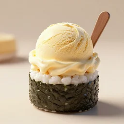 ice cream made of sushi, 8 k, hyper realism, octane render