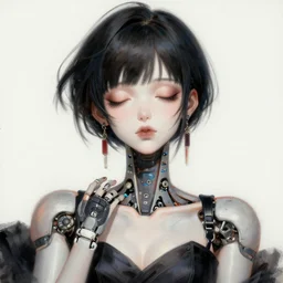 a detailed high fashion studio detailed portrait of am engimatic anime girl, eyes closed, brightly lit, painting by gaston bussiere, craig mullins, j. c. leyendecker