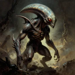 exquisite imaginative alien creature poster art, movie art, by lucusfilm, weta studio, alphonso mucha, james jean, frank frazetta, 8 k, denoised