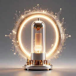 electron tube with ring behind it, glowing, fantasy, circuitry, explosion, dramatic, intricate, elegant, highly detailed, digital painting, artstation, concept art, smooth, sharp focus, illustration, art by gustave dore, octane render