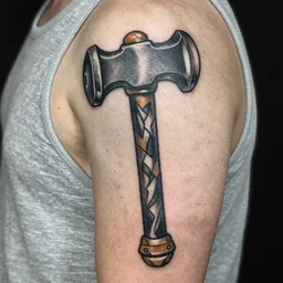 Ugly tattoo of Thor Hammer