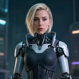 portrait of cyberpunk millie bobby brown as a robot