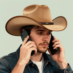 phone wearing a cowboy hat, digital art