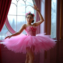 ola emglund in a pink ballerina oufit
