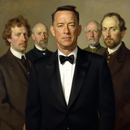tom hanks, matte painting by william blake, ilya repin, amano, rene magritte, craig mullins