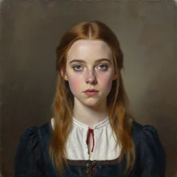 portrait painting of anya taylor joy in the witch, dressed like an amish by jeremy mann, only one head single portrait