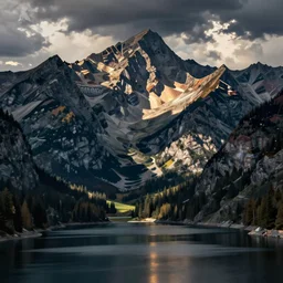 lakeside mountains, german expressionism