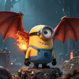 minion dragon flame minion dragon lord minion dragon rider on fantasy skyland, realistic art, dark atmosphere, sharp focus, bokeh, cinematic perspective, full hd