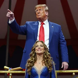 Donald trump tallest man in the world being showed off at a circus