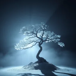 award winning infrared photography of andy lee, solitary bonsai tree, beautiful light, moody, dramatic lighting, rule of thirds, long exposure