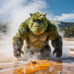 photo of a monster emerging from yellowstone