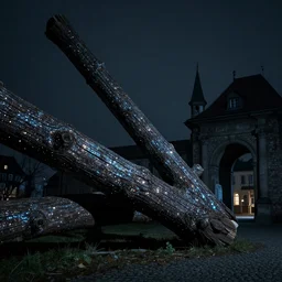c - beams glitter in the dark near the tannhauser gate by herve groussin, masterpiece, detailed, atmospheric, cinematic