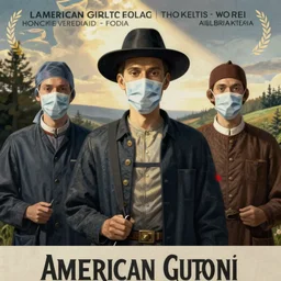 American Gothic reimagined as plague doctors