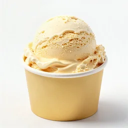 ultra realistic photo of a cup of ice cream in golden cup with rich details and luxury plates