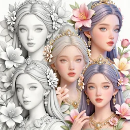 4 k detailed and intricate linework portraits of the beautiful princess of phuket, parts of face, head and hand full of flowers, an ultrafine illustration by kittichai rueangchaichan, irakli nadar, pastel colors, 3 d rendered, global illumination, radiant light