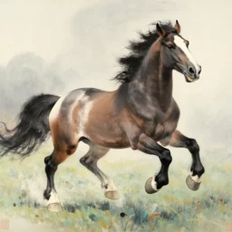 a galloping wild horse, painting by xu-beihong