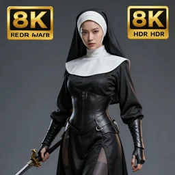 photo of acyberpunk nun warrior highly detailed 8 k hdr smooth sharp focus high resolution award - winning photo