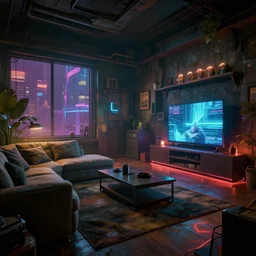 Cyberpunk appartment interior, unreal engine
