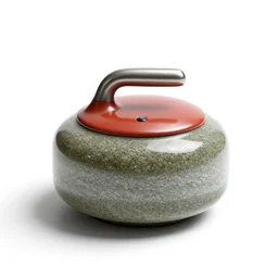 vintage curling stone, photorealistic, isolated on a pure white background, centered, entire object in frame, sharp focus, soft studio lighting