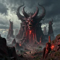 stunning landscape of hell by greg rutkowski and wlop