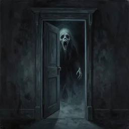 Creepy painting of the door into the screaming abyss.