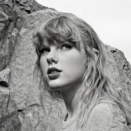 a photo of taylor swift's face as stone carved into the side of a mountain