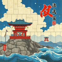 album cover art for kanji along character mural by akihiko yoshida